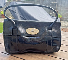 Mulberry East West Bayswater Patent Black Leather Shoulder Bag 