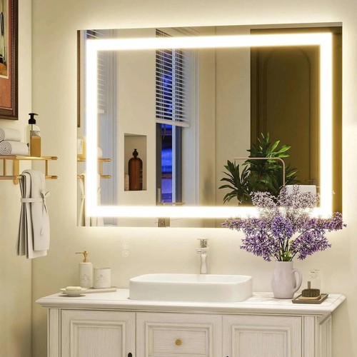 Rectangle led bathroom mirror - bathroom,