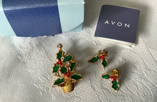Avon - Christmas Brooch & Matching Earrings for Pierced Ears - Boxed
