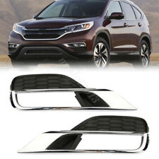 For 2015-2016 Honda CRV Fog Lights Grill Grille Cover Trim Black + Chrome  Pair