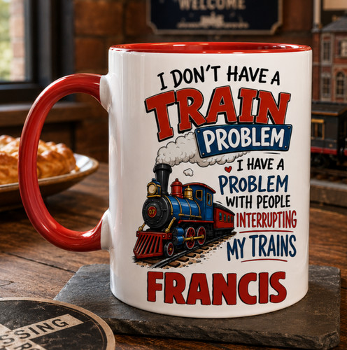 Personalised train mug funny - train,