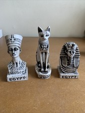 Egyptian Statue Figure Ancient Mythical Cat Etc X3