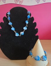 Ladies Blue Stone Necklace and Bracelet Jewellery Set