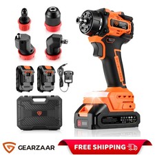 Brushless Cordless Drill Driver kit 21 Torque 5 in 1 with 4-Tool Heads LED Light