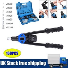 160PCS Hand Nut Tool M3-M12 Repair Kit Riveter Rivnut Gun Mandrels Rivet Nut Set