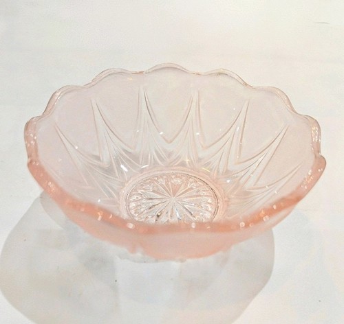 Pressed pink glass bowl - glass,