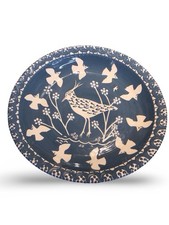 Mary Gladstone Pottery Earthenware Platter SeaGreen/blue Lapwing Design Ø46cm Lg