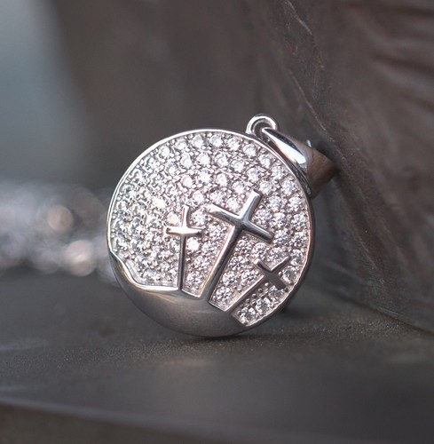 Men round silver cross - silver,