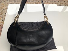 GUCCI Interlocking Guccissima GG Hobo Shoulder Bag, Black Gold buckle 