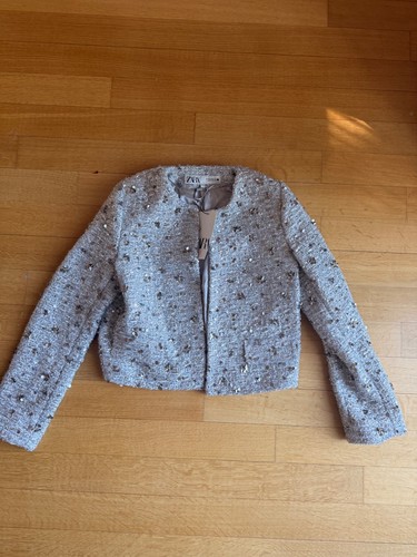 Zara silver sequin blazer - , xs