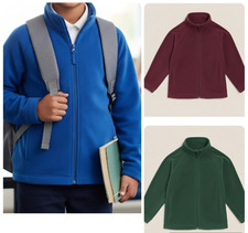 Kids Marks School Fleece Jacket Burgundy Green Blue Full Zip Cosy High Neck NEW