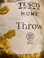 1NIP Lovely Ochre Yellow 125cmx150cm Tesco Home Bedroom/Sofa Tassels Throw 3
