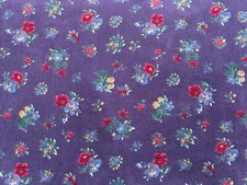 Pretty unused vintage floral cotton needle cord corduroy dress fabric - 3M long