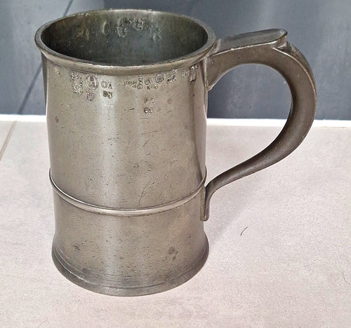 Victorian pewter beer tankard - beer,