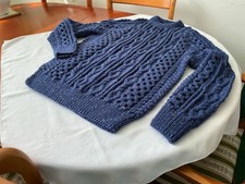 Hand knitted Aran jumper. crew