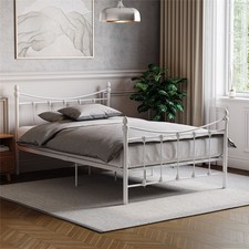 Vida Designs Paris Small Double Metal Bed Frame High Foot End Bedroom, White