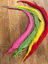 COCK PHEASANT TAILS: RED, LIME GREEN, PINK, YELLOW