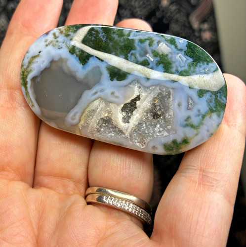 Polished moss agate - polished,