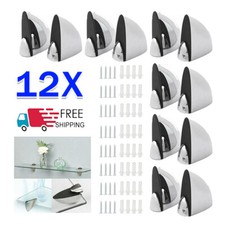 12 Pcs Polished Chrome Glass Shelf Support Clamp Brackets Bathroom for Shelves