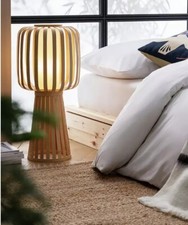with DEFECT Habitat Table Lamp Natural Boho Bamboo Achille stylish wooden floor