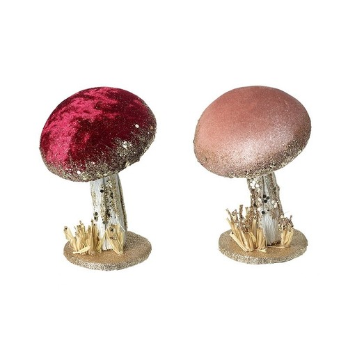 Velvet mushroom decoration - velvet, red