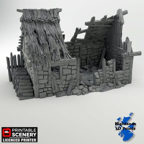 Ruined norman barn scatter - ruined,