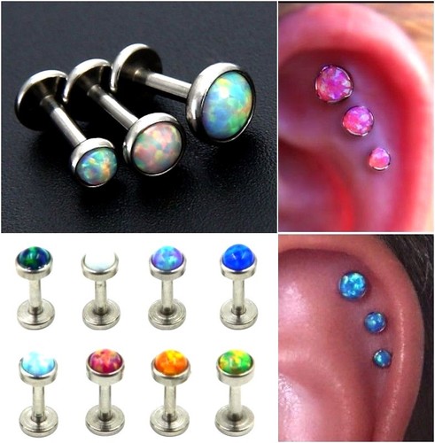 Opal labret stud tragus - tragus, triple