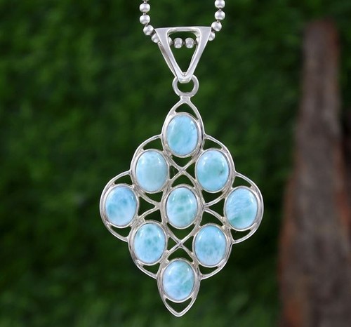 Natural larimar pendant - natural,