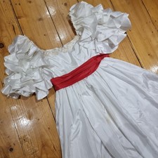 Vintage 1980s Simple A Line Ballgown Wedding Dress Wirh Belt Fits 12