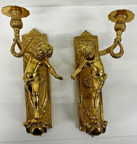 Gilt metal wall - gilt, pair