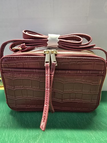 Burgundy mock croc - burgundy, shoulder