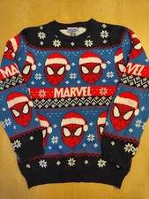 Boys blue/Black Spiderman Christmas Jumper Age 7 Years