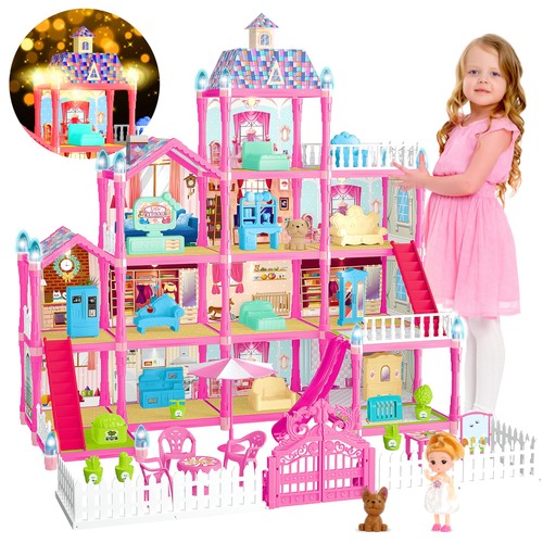 Large pink doll house rooms - pink, 13