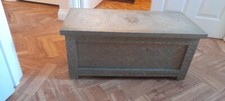 Silver gilt anglo-indian style vintage Embossed trunk chest blanket box gc