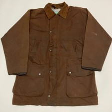 Wax Jacket Mens Small Brown Waxed Rain Coat Barn Riding Hunting Country