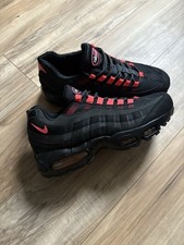 Nike Air Max 95 Black Laser Crimson Mens Trainers Sneakers Shoes UK SIZES NEW..