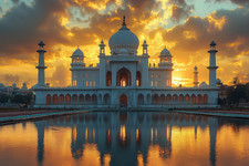 Canvas Art Taj Mahal At Sunset Wall Picture Poster Print