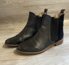 Joules Black Chelsea Boots Ladies Leather/Suede Size UK 7
