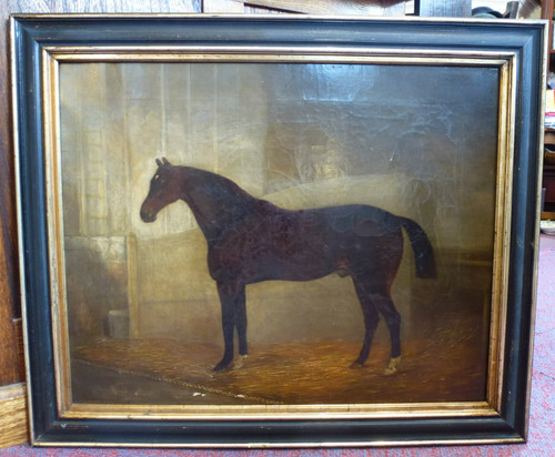 Antique old framed oil - framed,