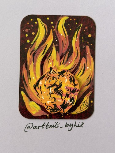 Aceo fire kitty - aceo,