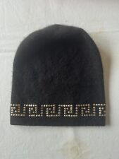 Versace By H&M Grecca Greek Pattern Warm Winter Cashmere Wool Beanie Hat Black