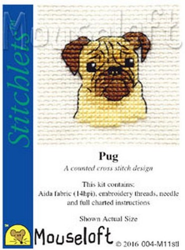 Pug cross stitch kit - kit, by