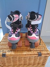 Girls Pink  Senhai 4 Wheel Extendable Roller Skates Size 33-36