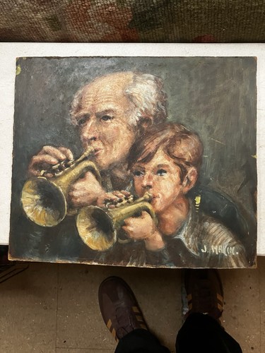 Antique oil board - oil,