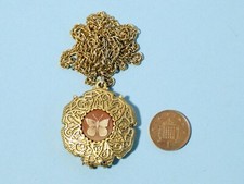 Vintage Retro Solid Perfume Decorative Locket BUTTERFLY CAMEO Style Necklace #15