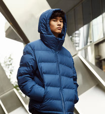 [£130] Uniqlo Seamless Down Mens Padded Puffer Jacket - Blue - Large