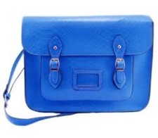 LYDC London electric blue snakeskin effect satchel handbag school office Bag