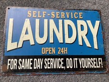 SELF SERVICE LAUNDRY VINTAGE LOOK METAL RETRO SIGN 