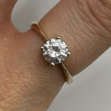 Diamonique Solitaire Ring 9ct 9k Yellow Gold- Size N