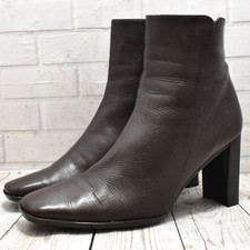 Womens The Collection Brown Leather Zip Up High Heel Heels UK 7 EUR 41